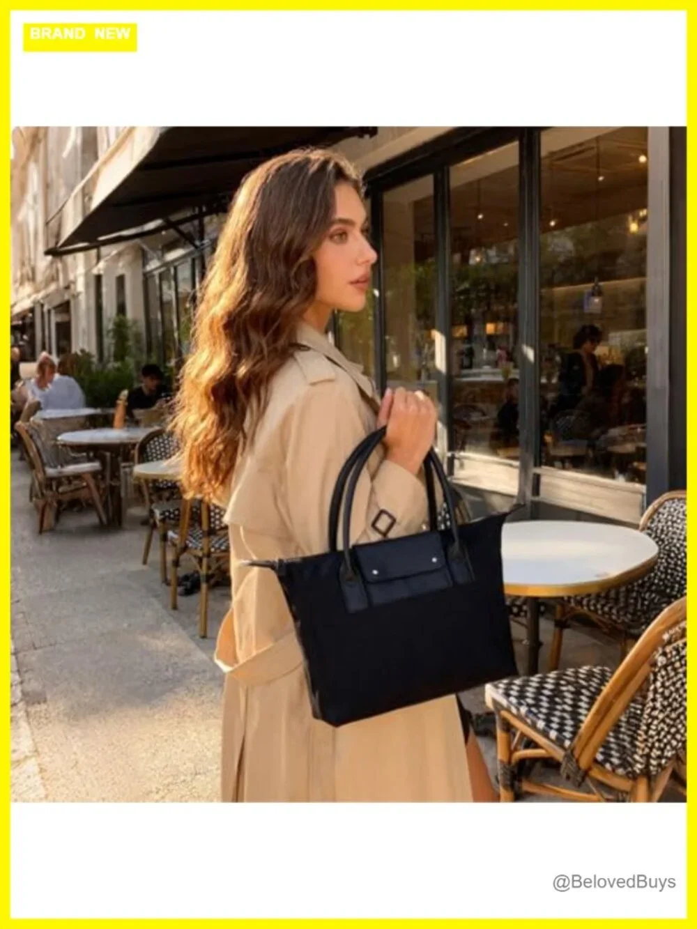 Medium Work Tote Bag Lightweight Nylon Travel Purse with Pockets